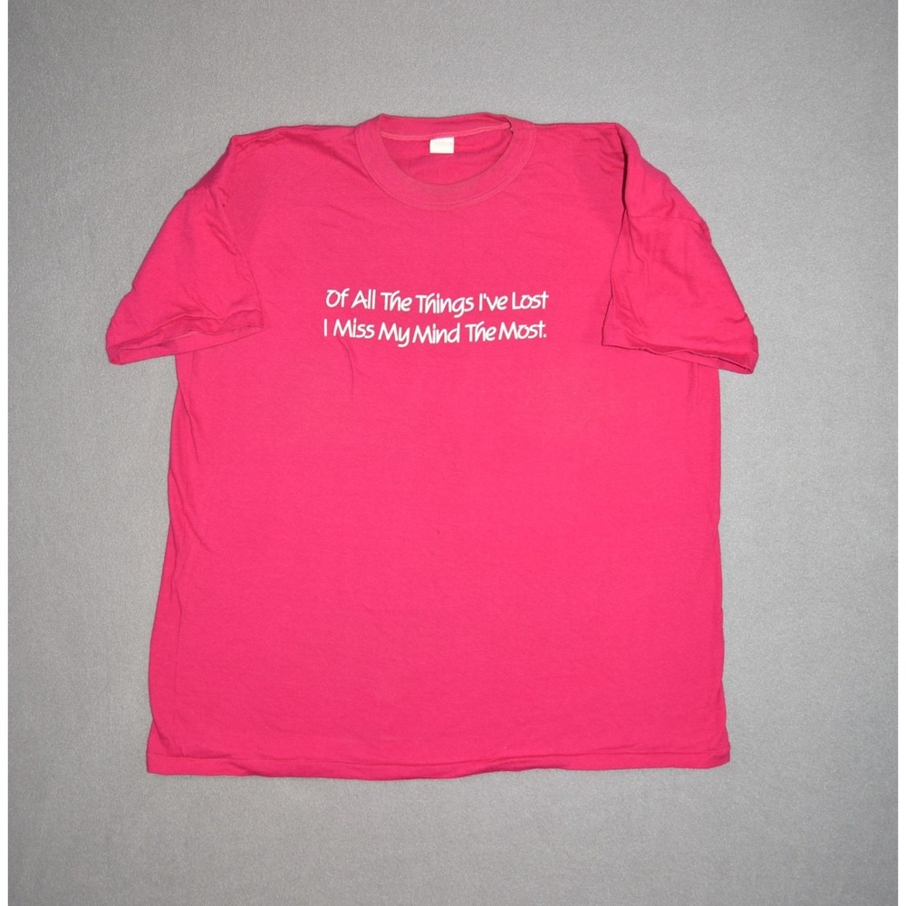 Vintage Humor T Shirt Size XL Pink Quote Miss My Mind Single Stitch Made in USA